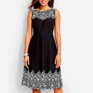 Talbots Black Dress w/ White Lace Trim